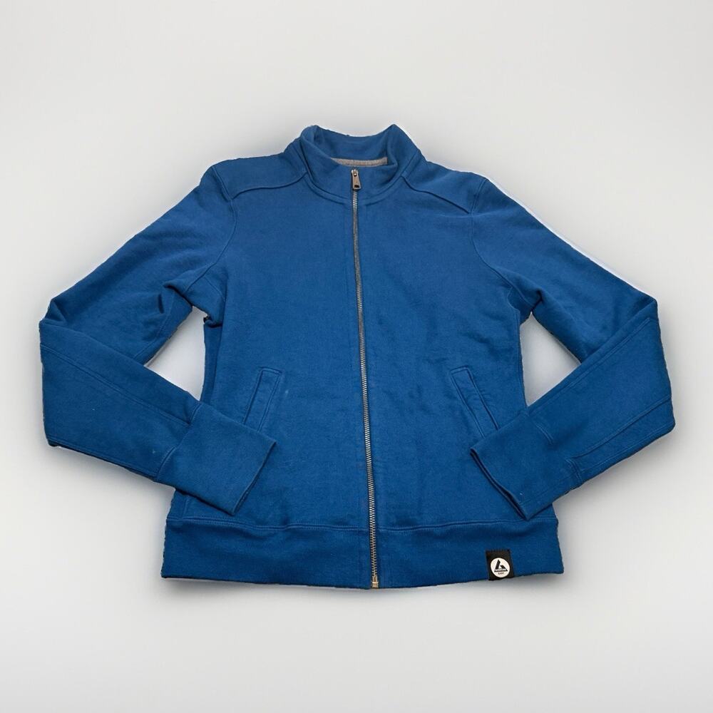 American Giant Zip-Up Moto Style Cotton Full Zip Jacket Women's Sz M Blue USA